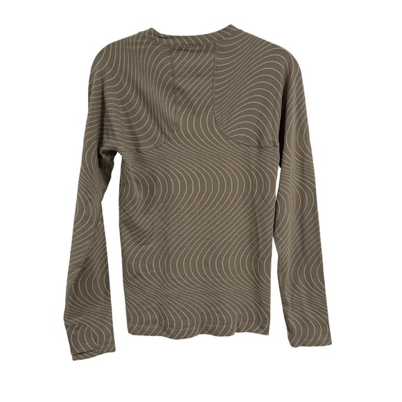 Athleta Momentum Printed Top Long Sleeve Tan Cream Size S‎ - Picture 5 of 7